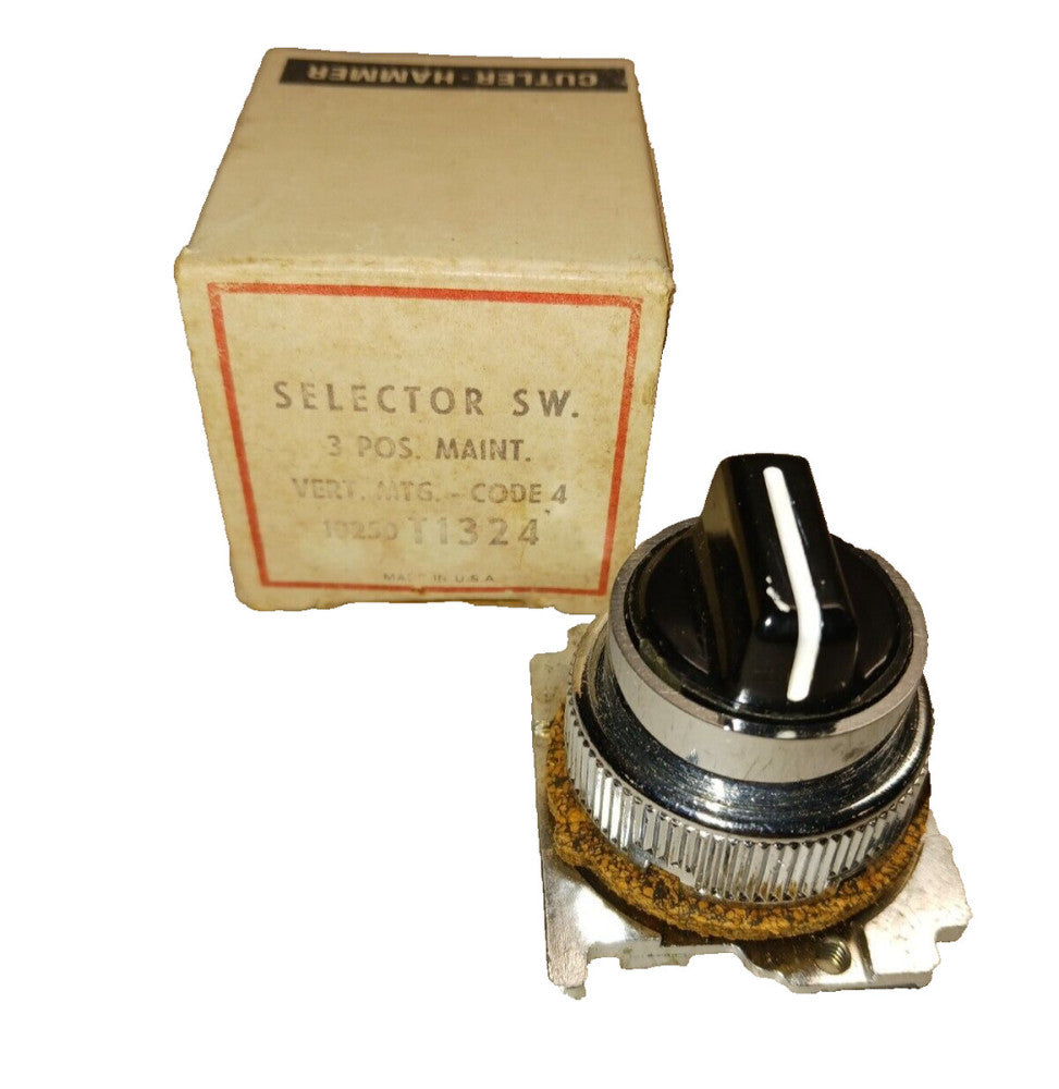 NEW CUTLER HAMMER 3 POSITION MAINTAINED SELECTOR SWITCH  10250T1324