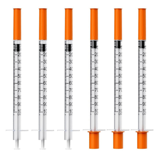 25Pcs U-100 Syringe w/ 31G 5/16" 8mm 1cc/mL 31Ga Lab Syringes Individual Wrapped
