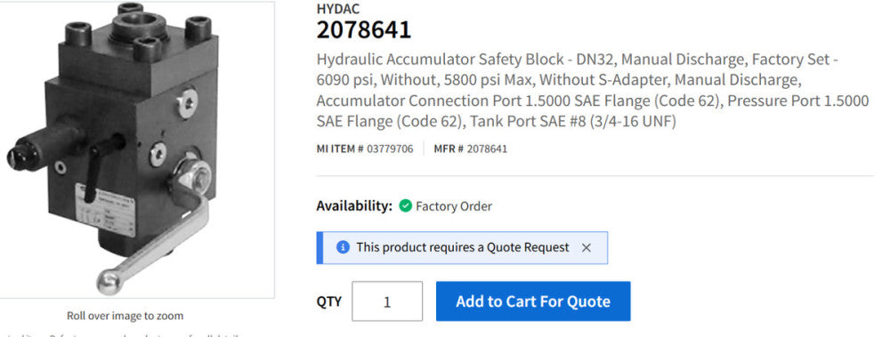 HYDAC Hydraulic Manual Discharge Shut-Off Valve 5075 PSI  SAF32M16-N420F  [C0S4