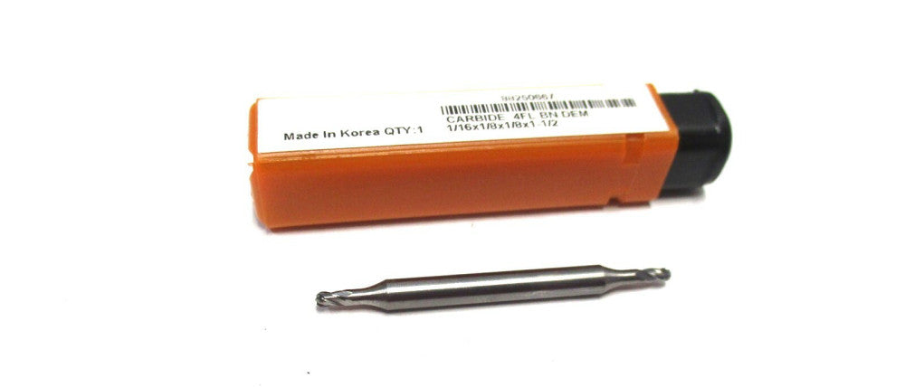 NEW (88250667) 1/16 x 1/8 x 1/8 x 1-1/2 4-Flute DE RH Carbide Ball End Mill