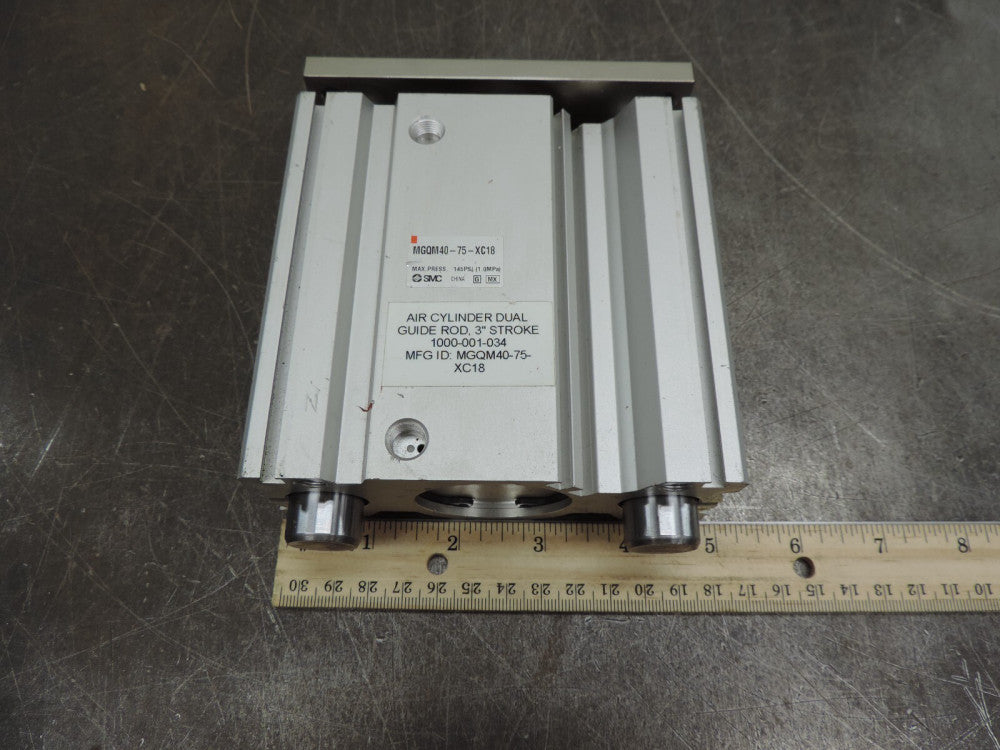 SMC MGQM40-75-XC18 Compact Linear Slide Pneumatic Air Cylinder Used