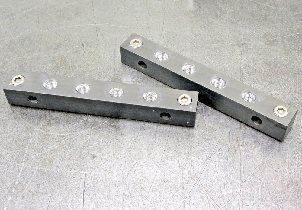 Aluminum Inline Pneumatic Manifold Block 6 Port 1/8" NPT Lot of Two (2)
