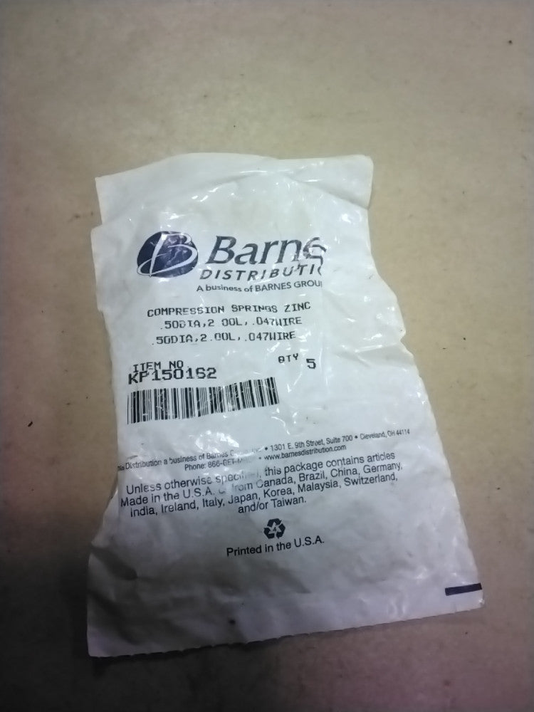 Barnes KP150162 Compression Springs Zinc, Qty 5
