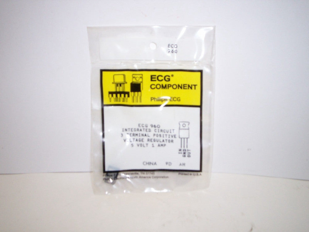 ECG COMPONENT ECG-960 3 TERMINAL POSITIVE VOLTAGE REGULATOR 5 VOLT 1 AMP NIB