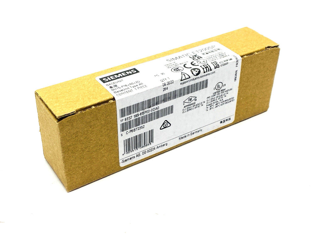 Siemens 6ES7 193-6BP00-0DA0 SIMATIC ET200SP Base Unit BU15-P16+A0+2D