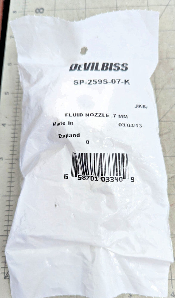 DeVilbiss FLUID TIP NOZZLE 0.7mm SP-259S-07-K NEW SEALED BAG [OF58]
