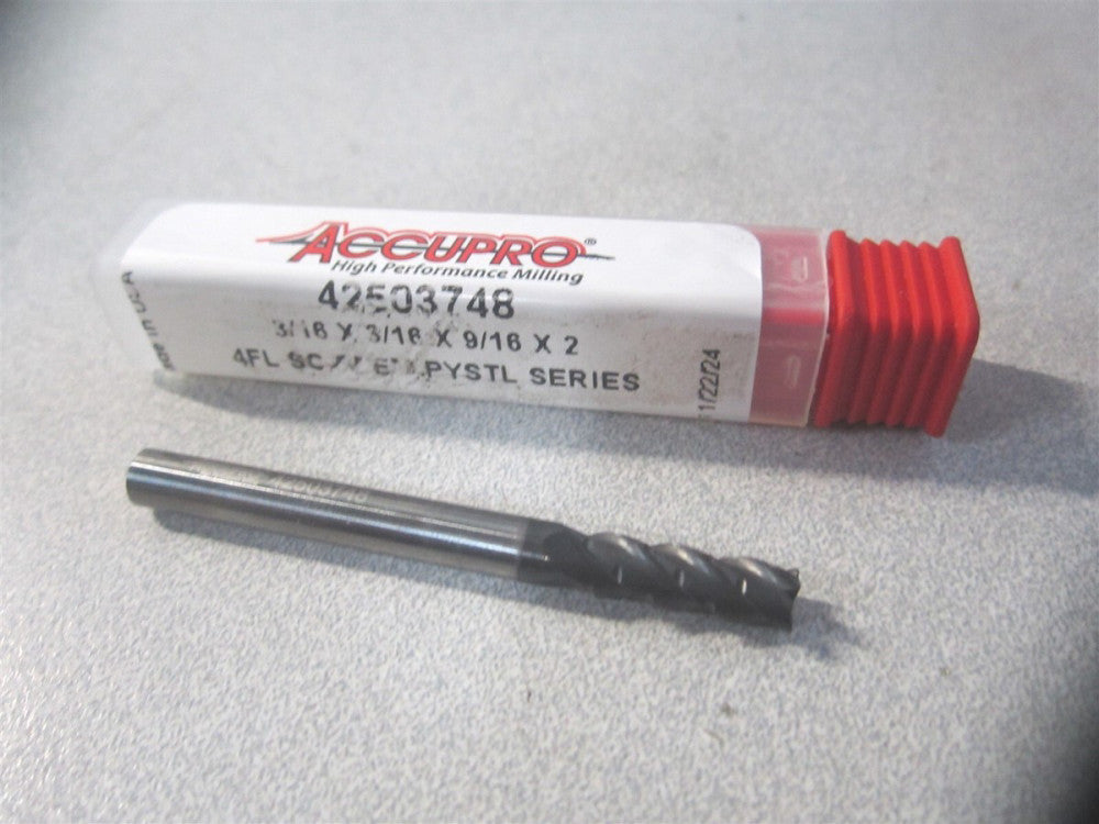 (310054) 3/16" x 5/8" x 3/16" x 2-1/2" Solid Carbide 4Fl Corner Radius End Mill