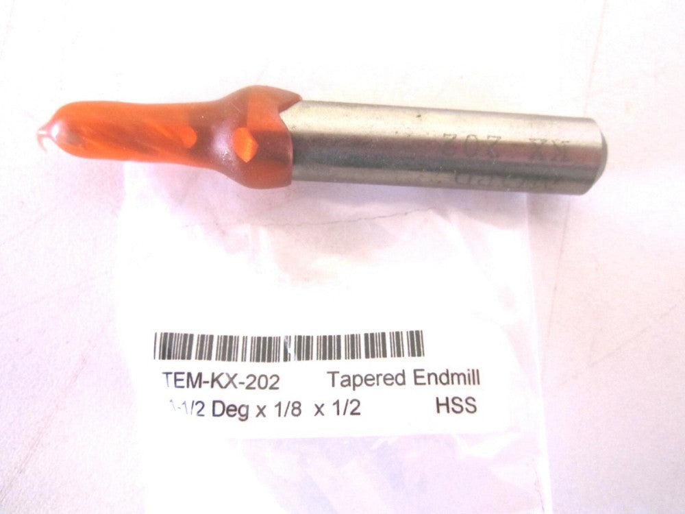 Award (TEM-KX-202) 1/8" HSS 3F 1.5° 1/8 x 1/2 x 2-5/8 x 3/8 Tapered End Mill 