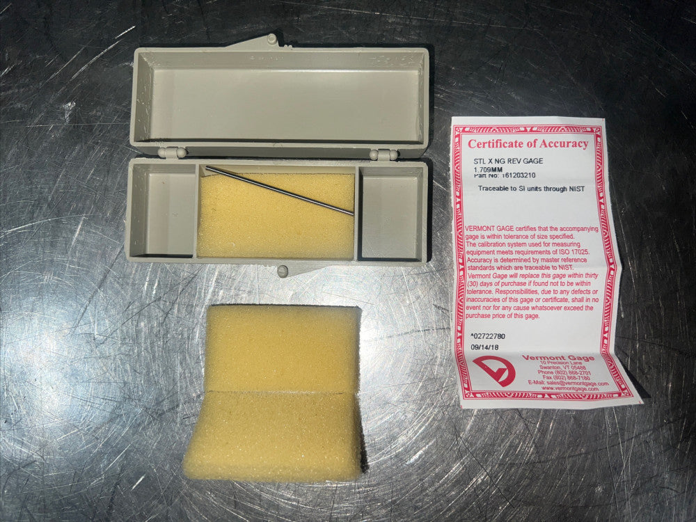 Vermont Gage STL X NG REV GAGE 1.709 MM Nos Surplus