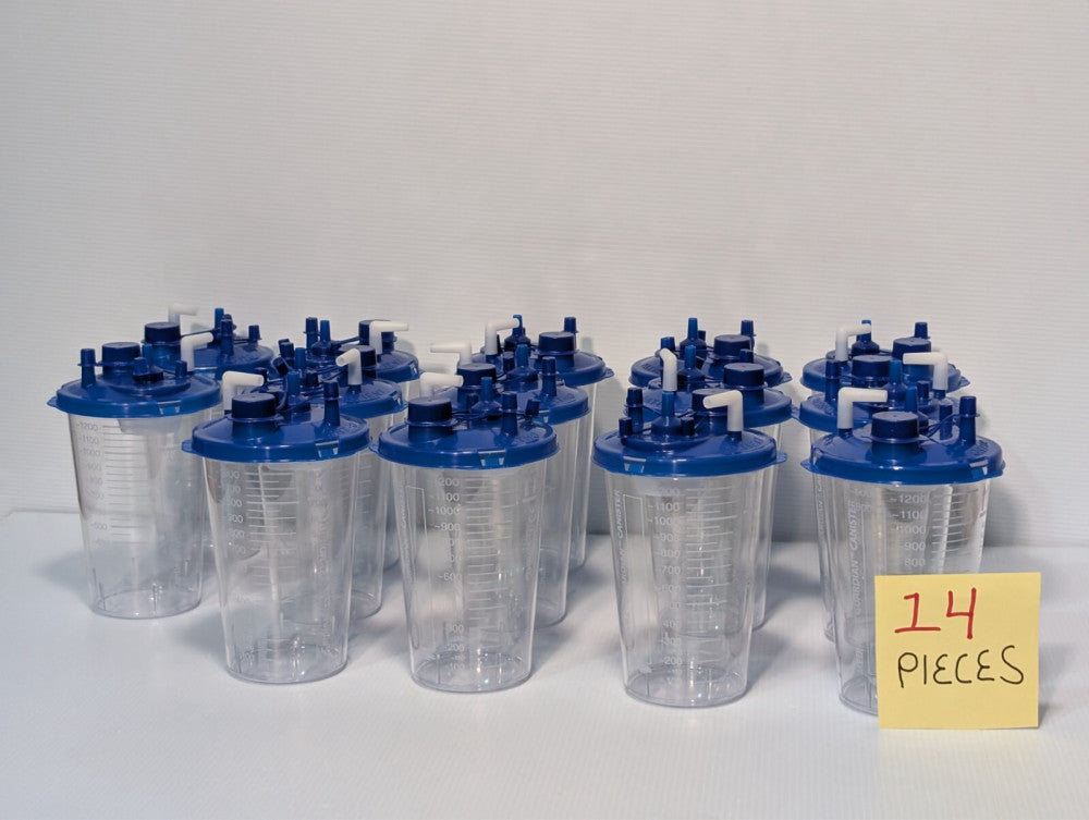 (14) Medi-Vac Guardian Suction Canister & Lid, 1200cc, Universal Model