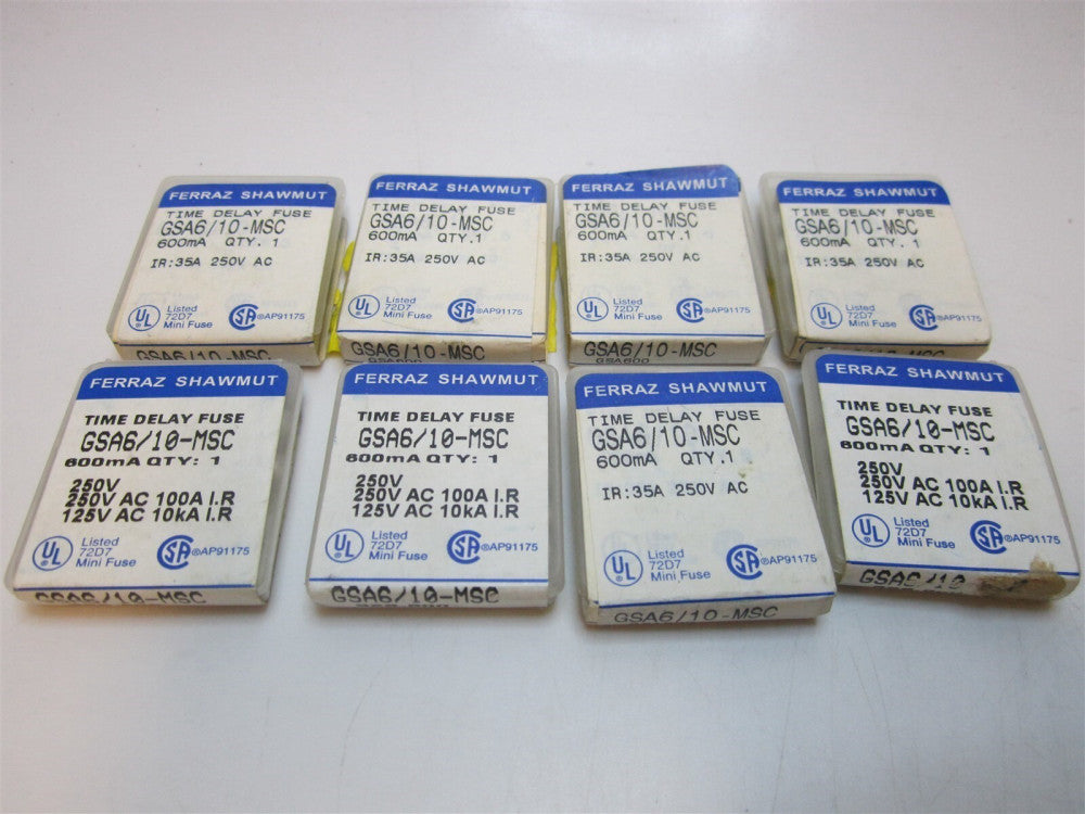 Ferraz Shawmut GSA6/10 250 VAC 0.60Amp Time Delay Ceramic Fuse - 8 Pcks of 5