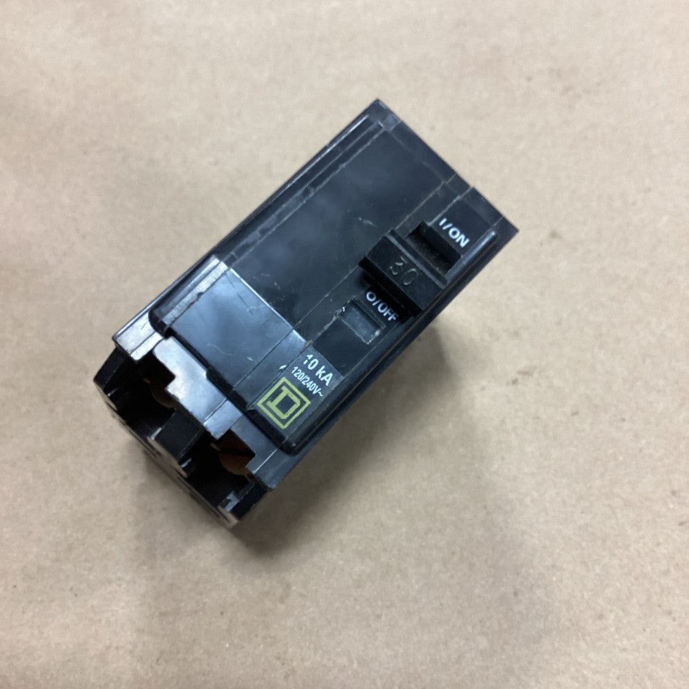 Square D QO230 2-Pole 30 Amp 120/240V Plug-In Breaker  Yellow D Trip Window USED