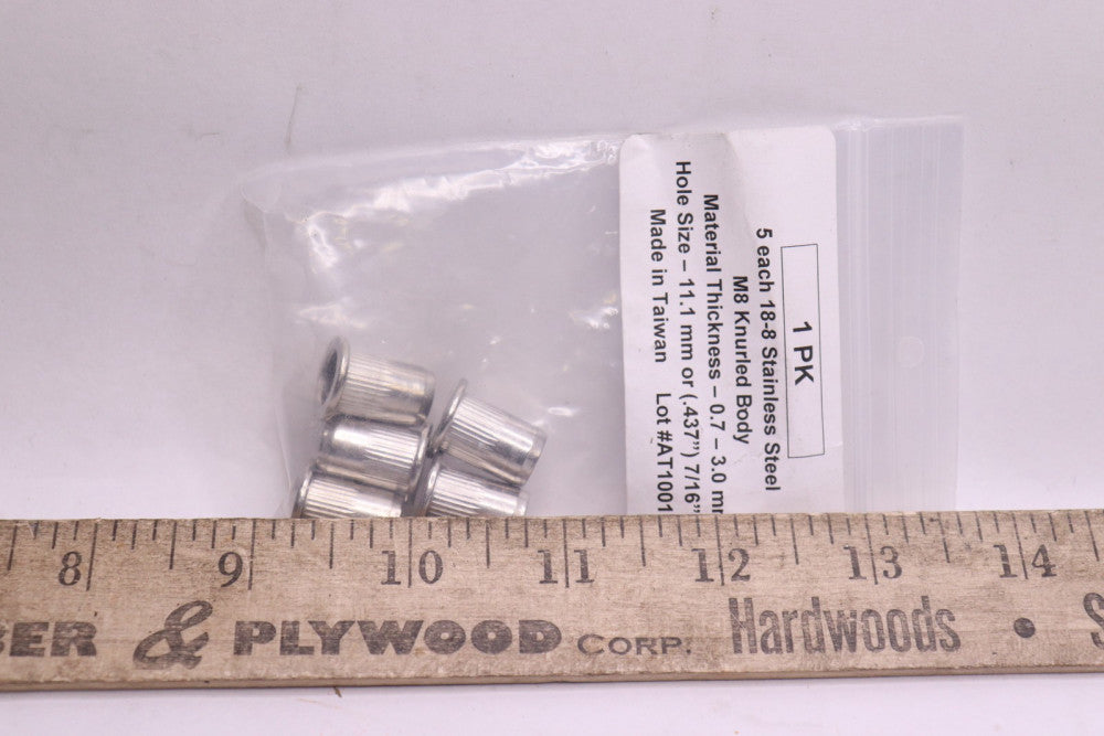 (5-Pk) Knurled Head Thumb Nut 18-8 Stainless Steel 7/16" Dia.