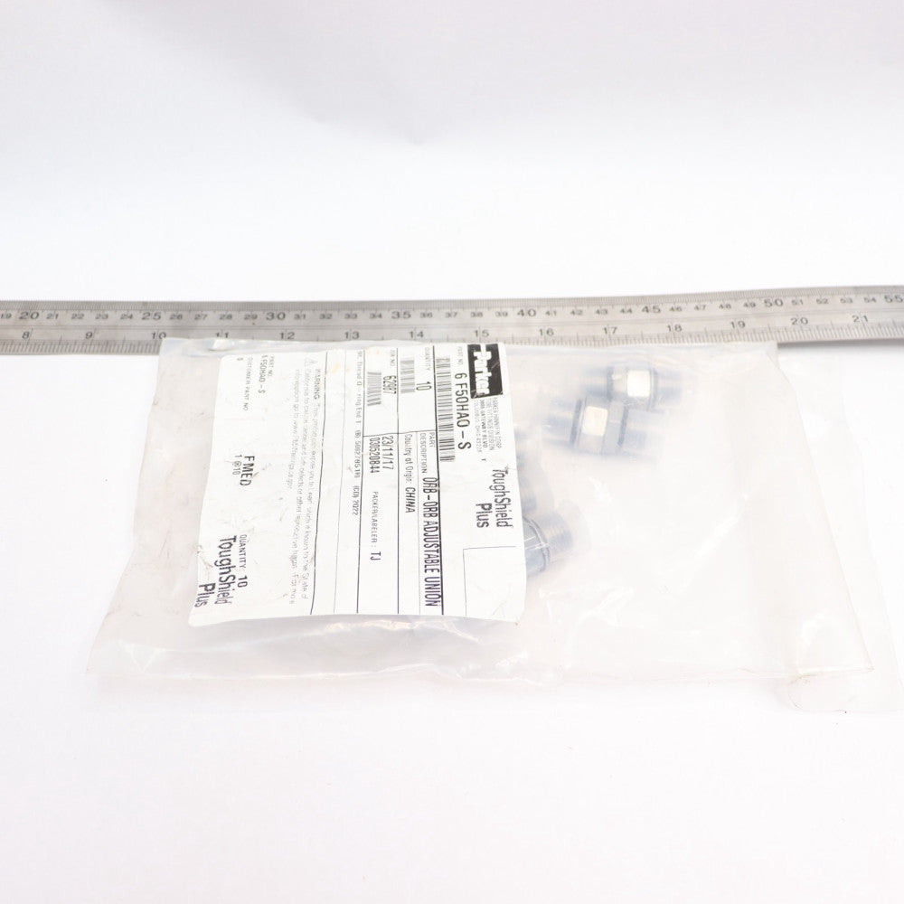 (10-Pk) Parker Pipe Fitting and Port Adapter SAE-ORB 9/16-18 6 F5OHAO-S
