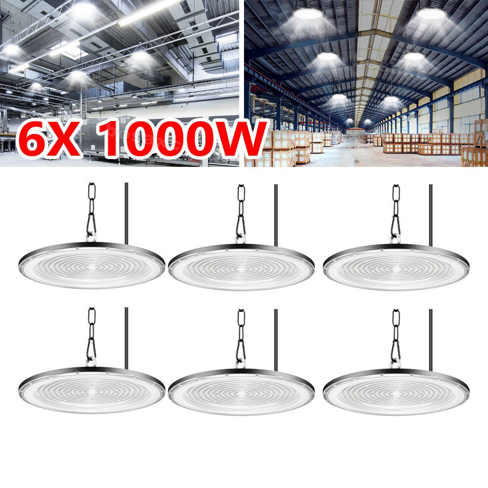 6Pack 1000W UFO LED High Bay Light Warehouse Industrial LED Shop Light Fixture