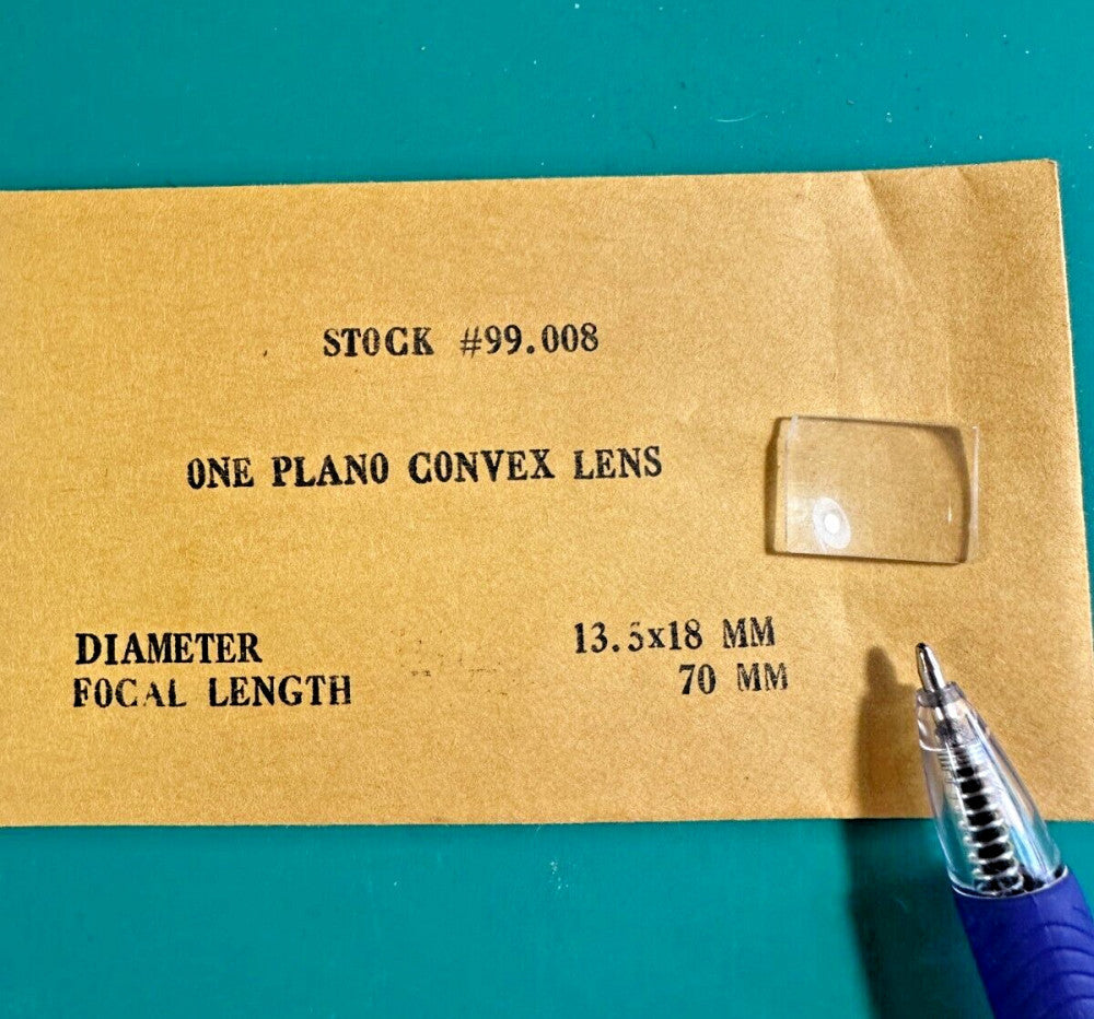 Edmund One Plano Convex Lens 13.5mm x 18mm Diameter 70mm Focal Length *Chipped*