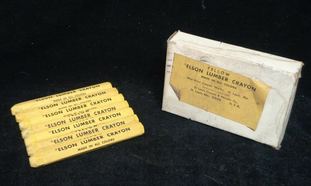 ELSON LUMBER CRAYONS ~ YELLOW ~ LOT OF 7 ~ NEW OLD STOCK