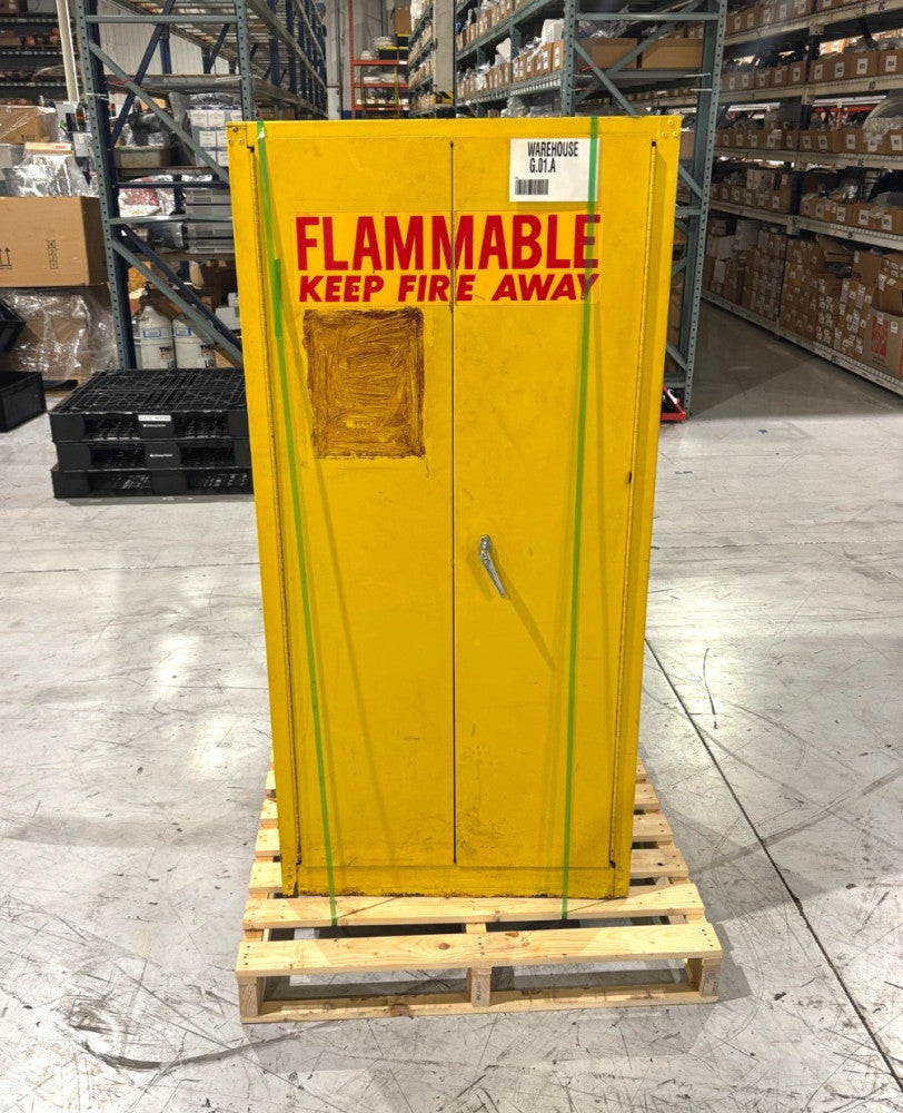 Flammable Liquid Storage Cabinet, Safety Yellow, 31.5"x31.5"x65" No Key
