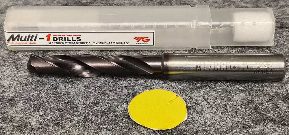 YG-1 MULTI-1 DRILL STUB 3/8" CUT DIAM 3-1/2" OAL 1-11/16" FLUTE LENGTH M1700O