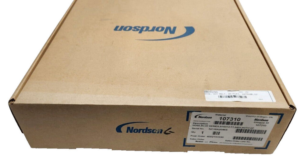 NORDSON HOT MELT ADHESIVE HOSE 5/8" X 12FT 240V BLUE SERIES 107310 NEW