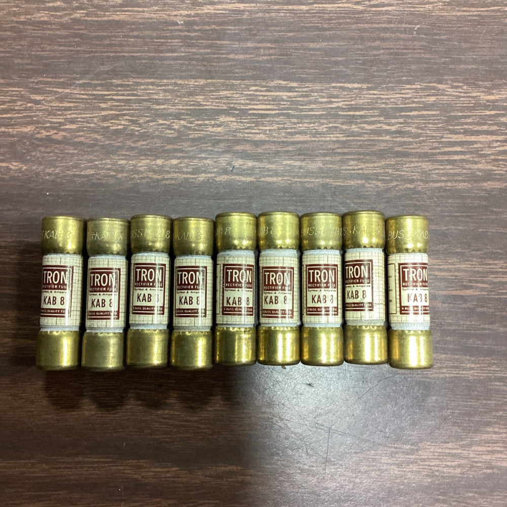 BUSSMANN TRON KAB-8 8AMP, 250V, RECTIFIER FUSE, Lot Of 9