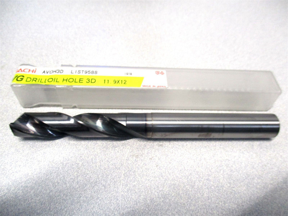 Nachi (1406363) 11.9mm x 122mm 2-Flute Coolant Thru Carbide VG Oil Hole Drill