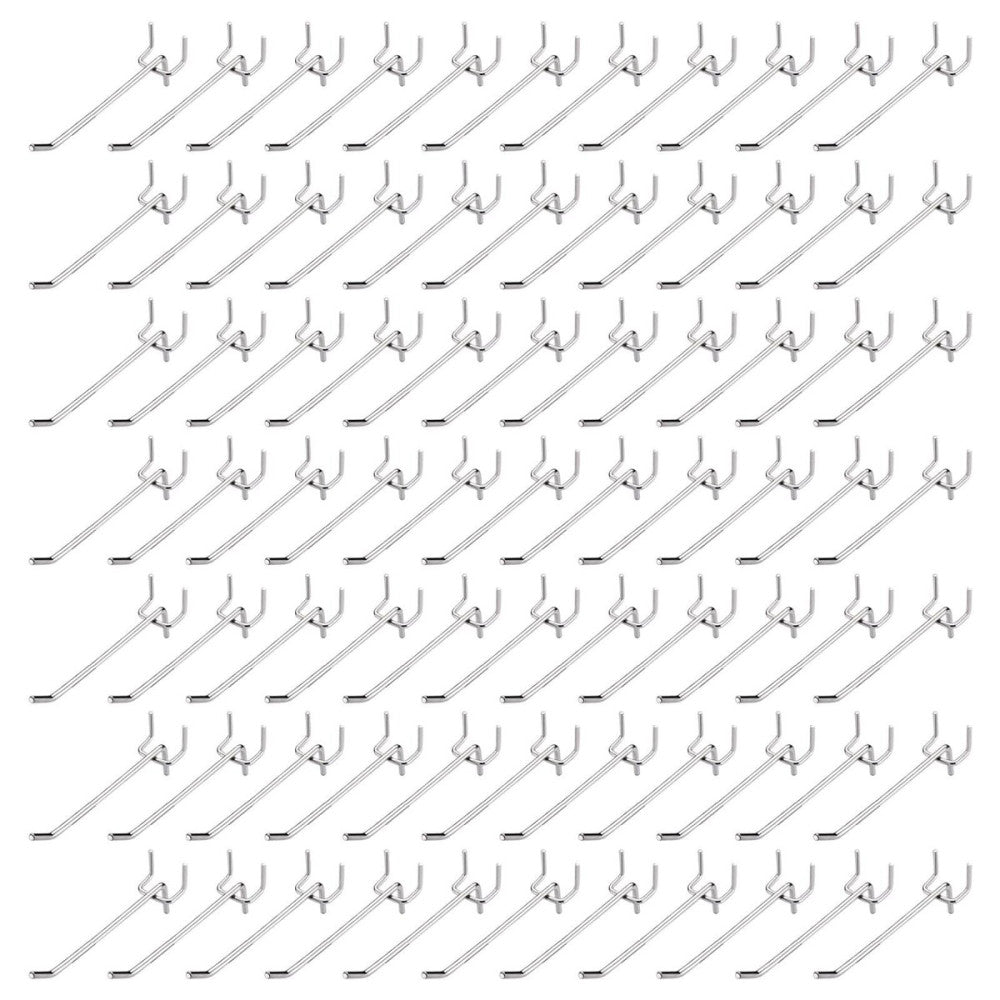 100 Pack 4 Inch Stainless Steel Pegboard Hooks for 1/8 Pegboards Garage