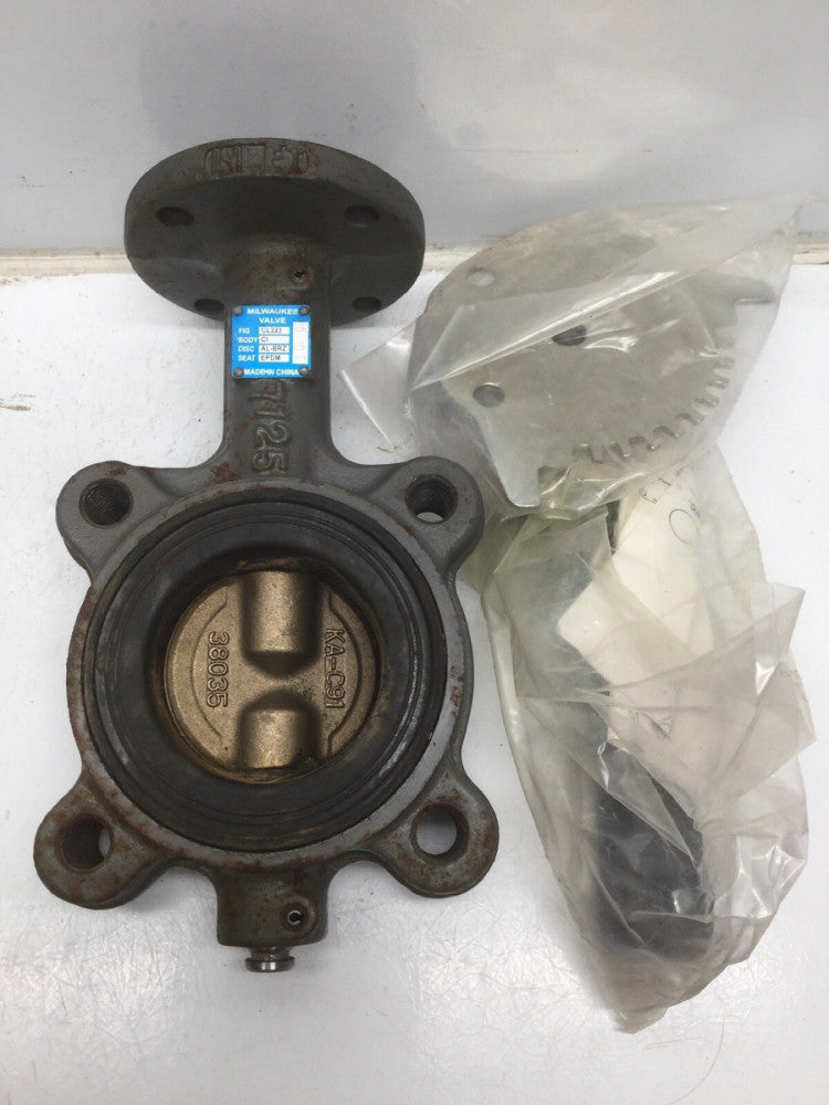MILWAUKEE VALVE CL223 2 1/2” Butterfly Valve, Body CI, DISC AL-BRZ, Seat EPDM