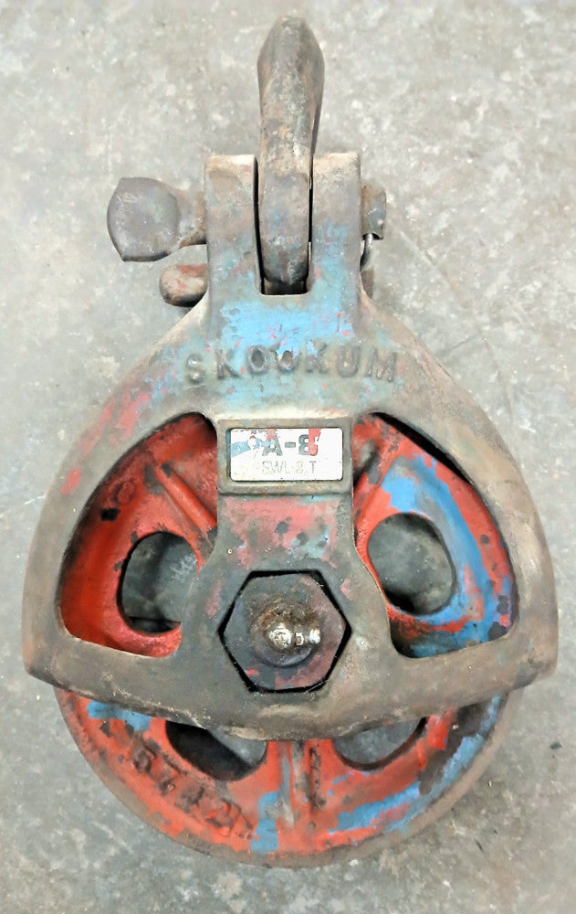 SKOOKUM 8" STEEL PULLEY SNATCH BLOCK W/SHACKLE A8 SWL8T 8 TONS WIRE ROPE 1/2"
