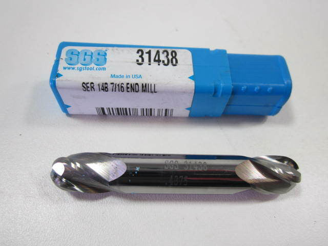 SGS Solid Carbide 7/16" Double Ball Stub End Mill New