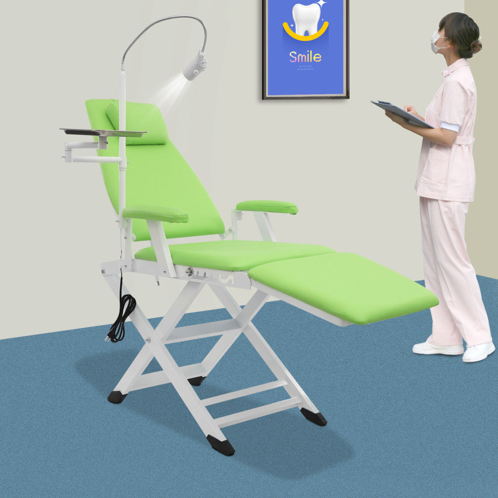 Portable Dental Chair Folding Mobile Chair Exam Chair Tilt with LED Light & Tray
