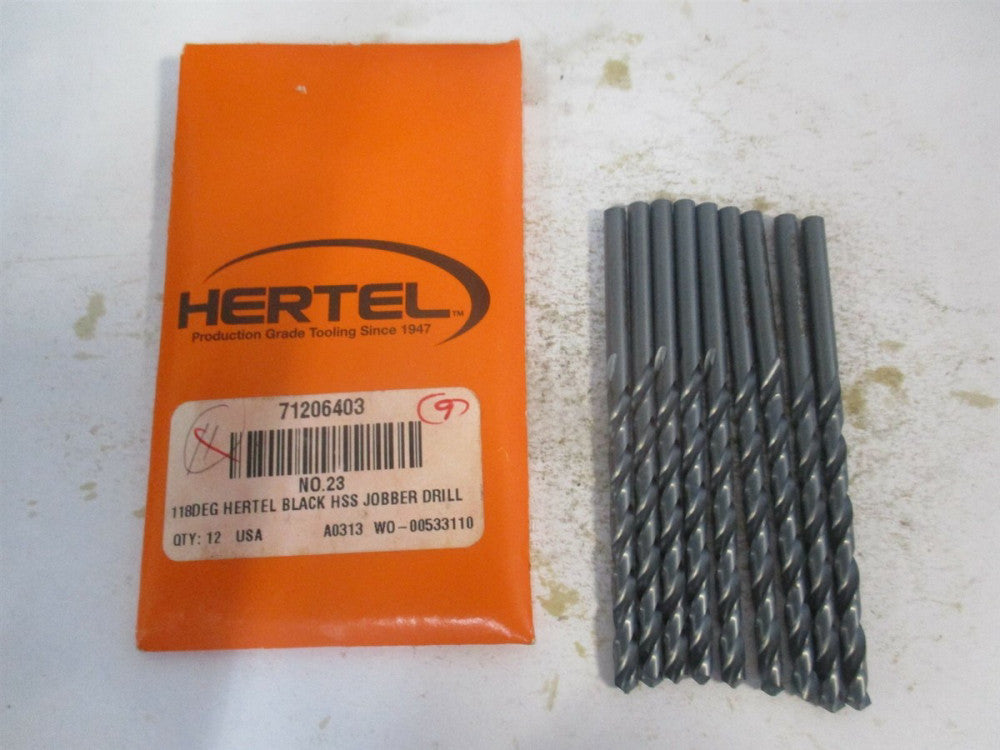(71206403) #23 2" x 3-1/8" OAL 118° High Speed Steel Jobber Drill - Pack of 9