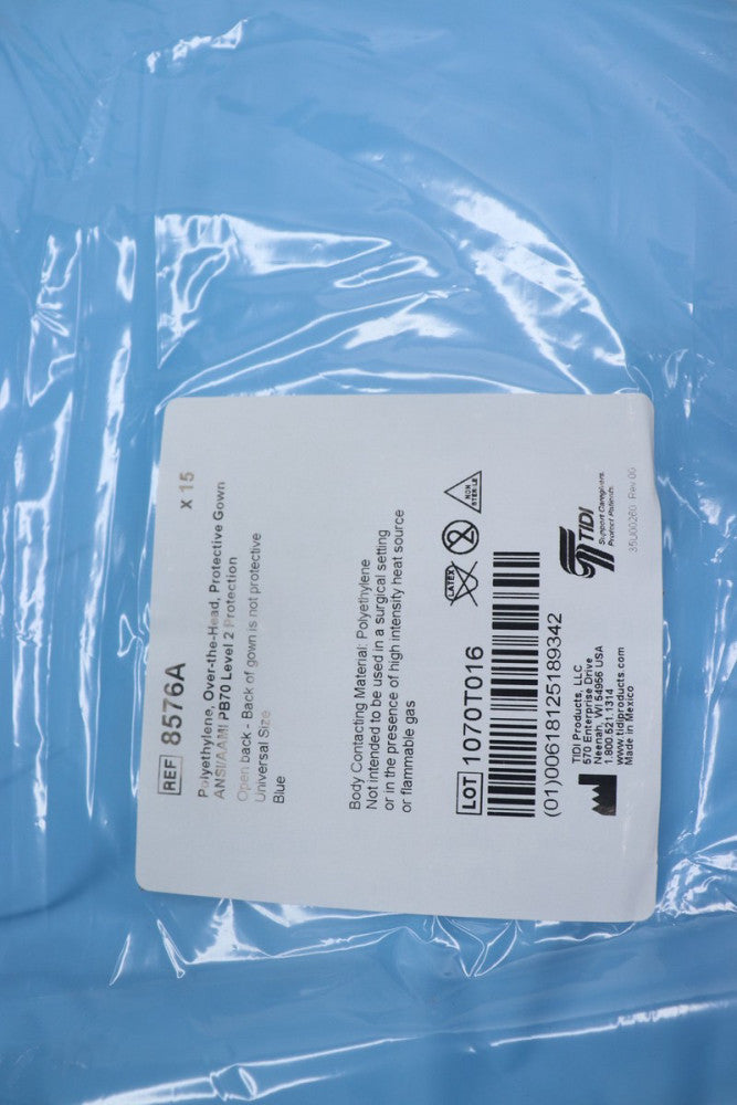 (15-Pk) Tidi TIDIShield AAMI Level 2 Medical Protective Gowns Polyethylene Blue 