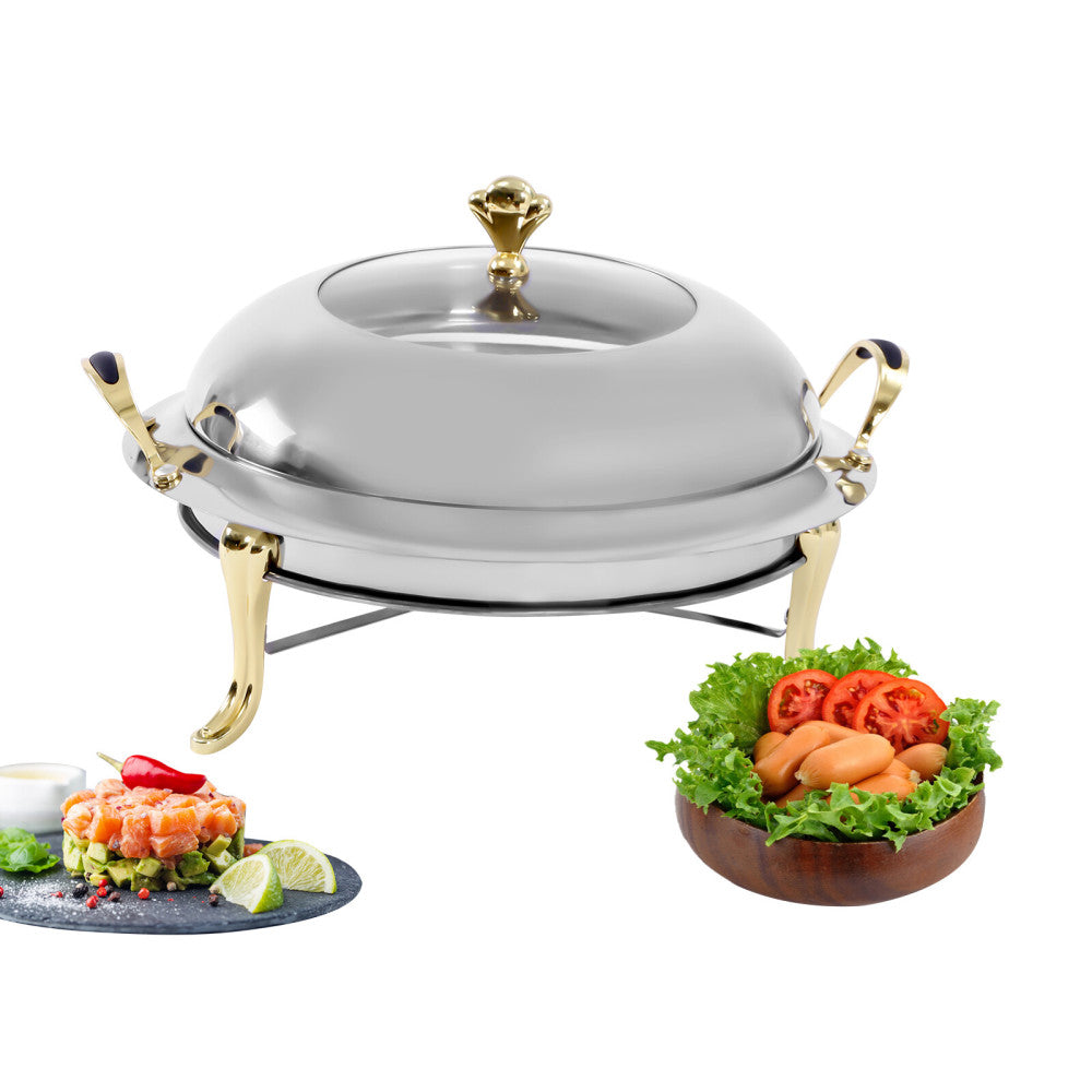 3.17QT Chafer Chafing Dish Set Round Pan Stainless Steel Catering Tray, 28CM