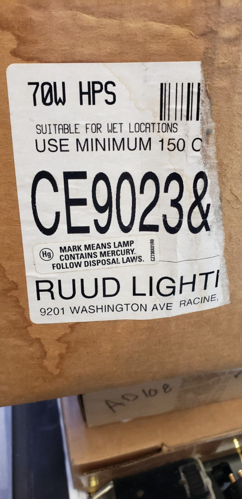 NEW RUUD 110V HPS Light Fixture w 70 Watt Bulb & Blue Plastic Shade Filter A1-4E