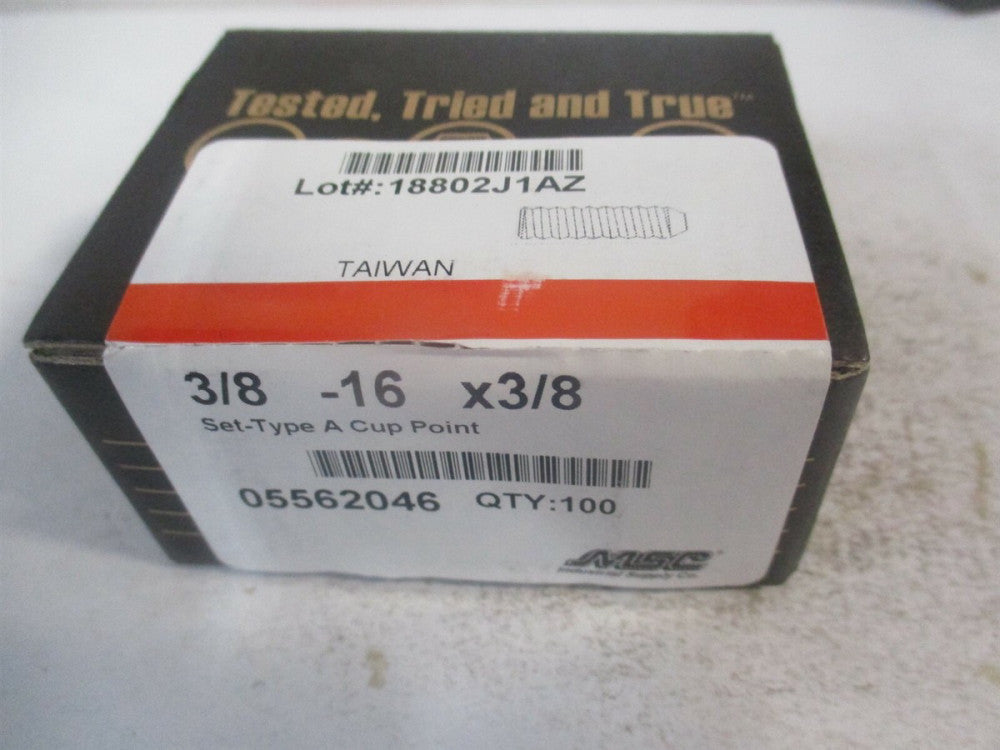 (101449P) 3/8-16 UNC 3/16" x 3/8" Alloy Steel Cup Point Set Screw - Pack of 100