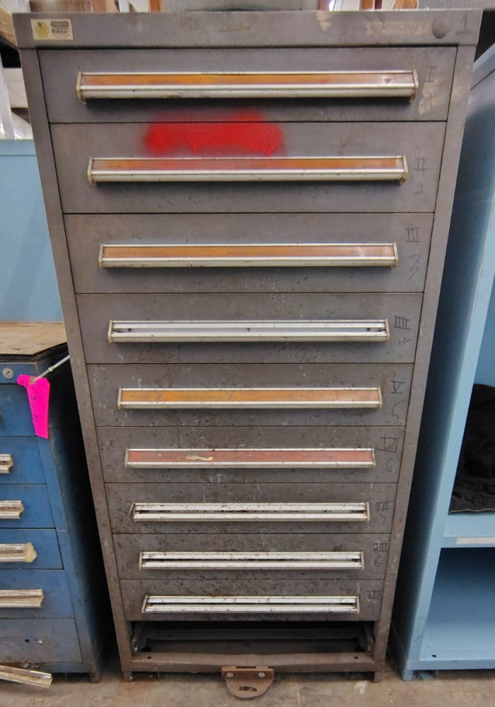 STANLEY VIDMAR TOOL CABINET 10 DRAWERS 30"W *BOTTOM DRAWER MISSING*