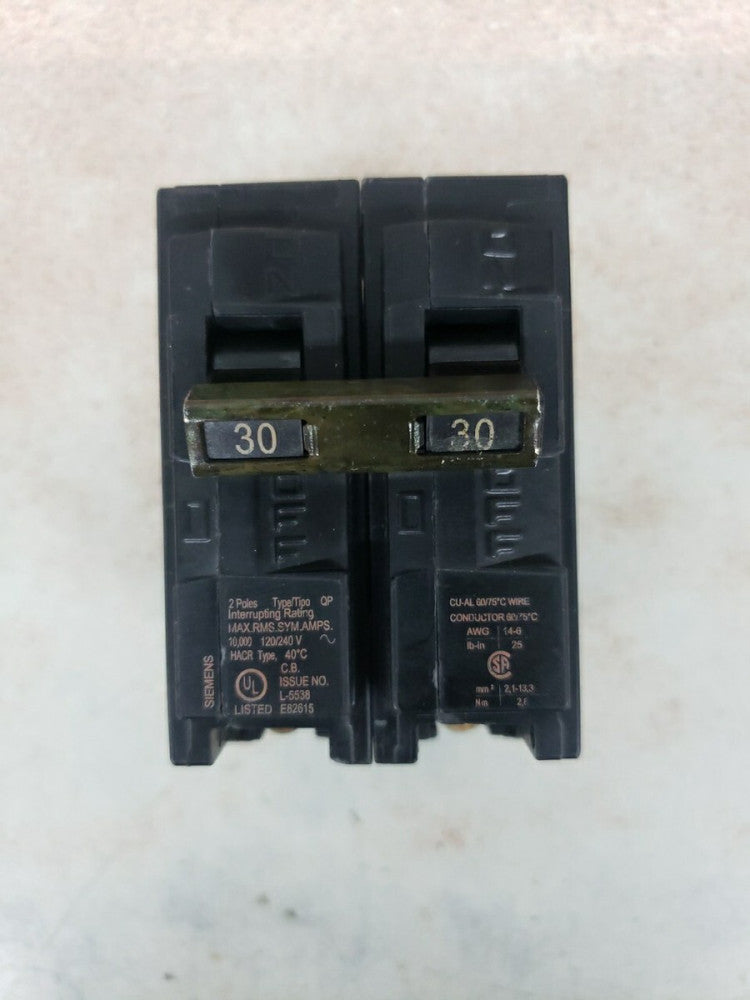 Siemens Double Pole Circuit Breaker 30A 240V Q230 NEW TAKE OUT!
