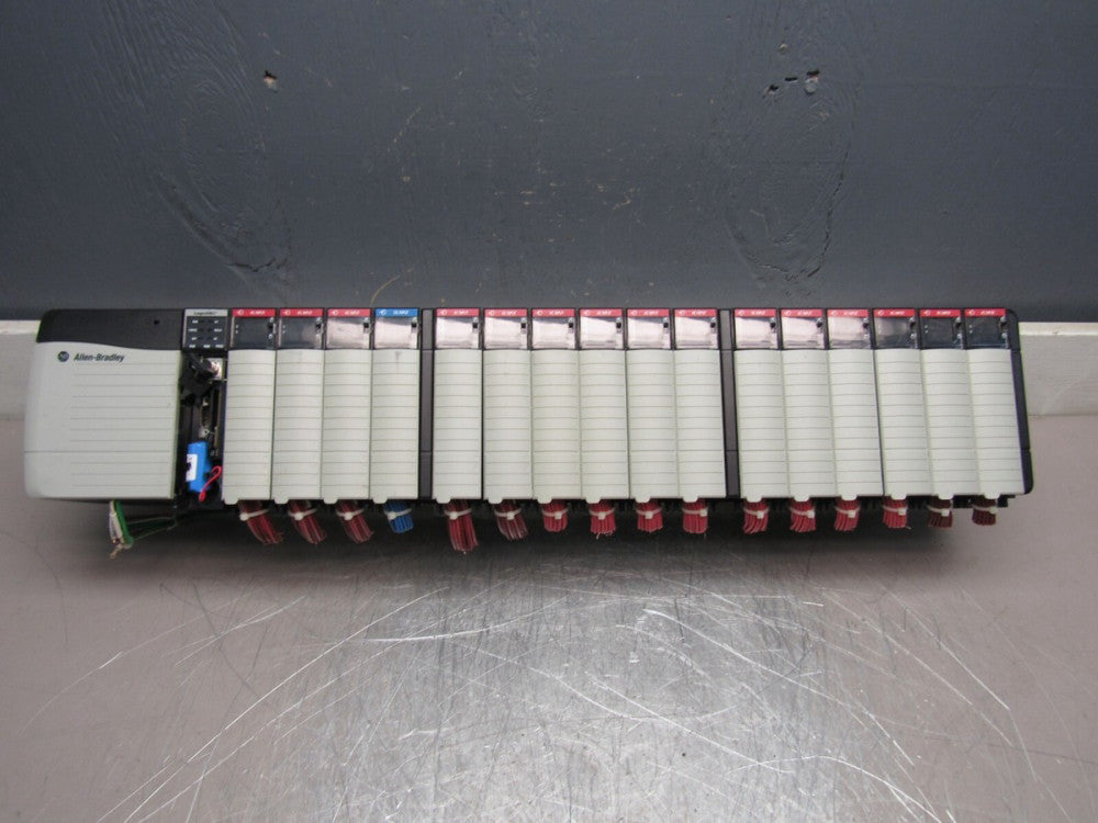ALLEN BRADLEY 17-SLOT CONTROLLOGIX SYS. 1756-L61 1756-PA72 W/16 I/O MODULES NICE