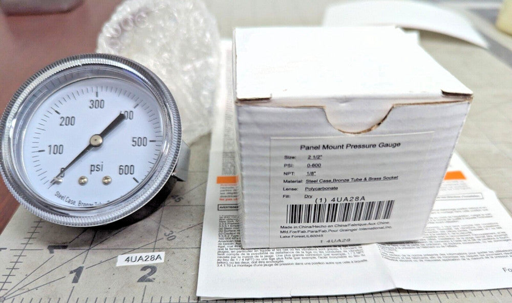 2-1/2" Panel Mount Pressure Gauge 0 ~ 600 psi 4UA28A Grainger [B4S3]