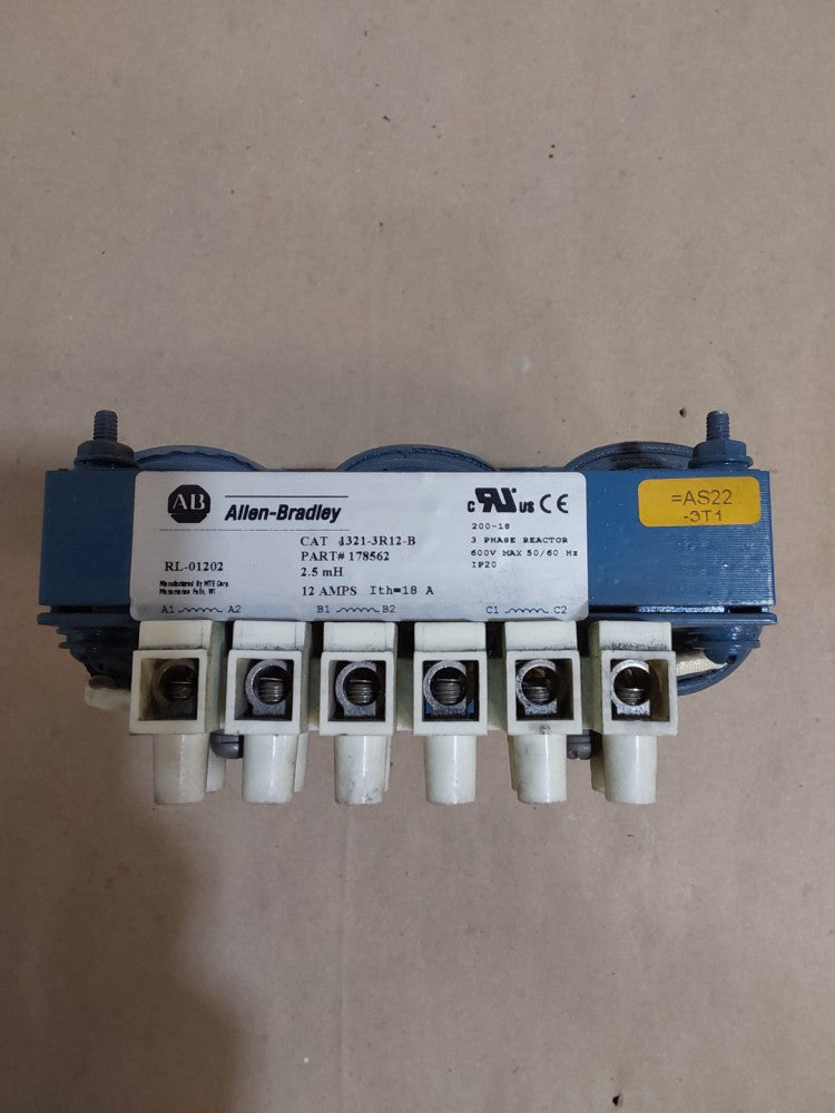Allen Bradley 1321-3R12-B 3 Phase Reactor 600V 50/60 Hz 12A
