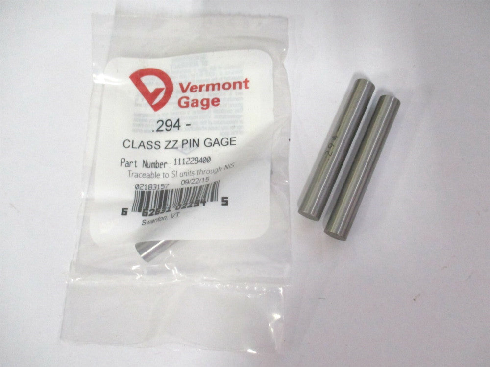 Vermont Gage (111229400) 0.294" Diam Class ZZ Minus Plug & Pin Gage - Lot of 3
