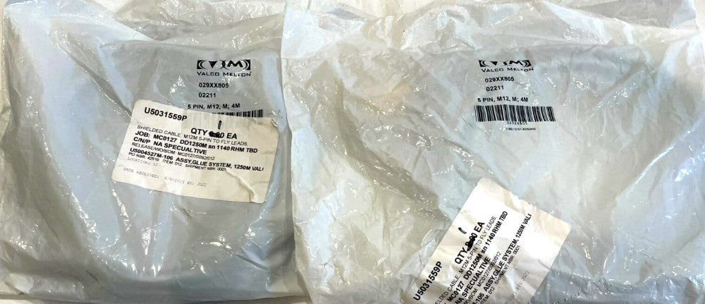 NEW VALCO MELTON 029XX805 SHIELDED CABLE M12M 5-PIN  LOT OF 6