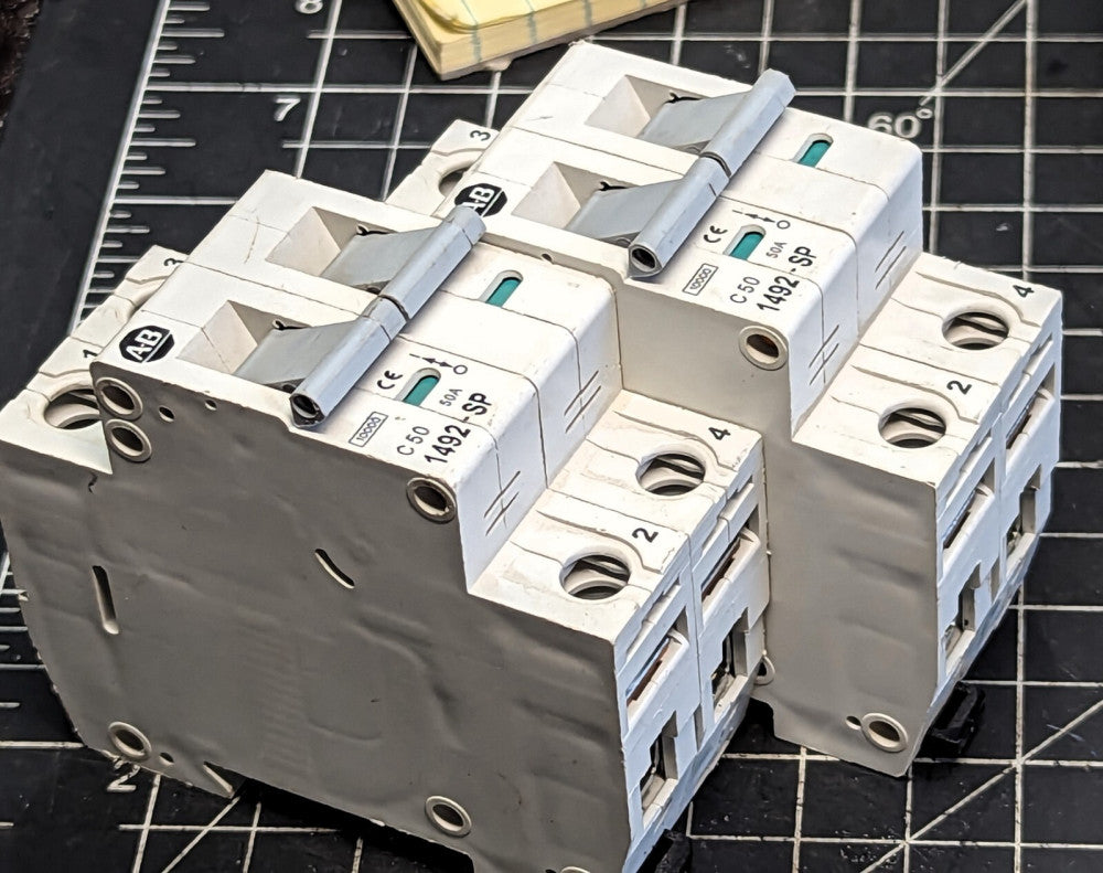 (2) ALLEN BRADLEY 1492-SP2C500 / 1492-SP 50A 2 Pole 50 AMP CIRCUIT BREAKER [OF52