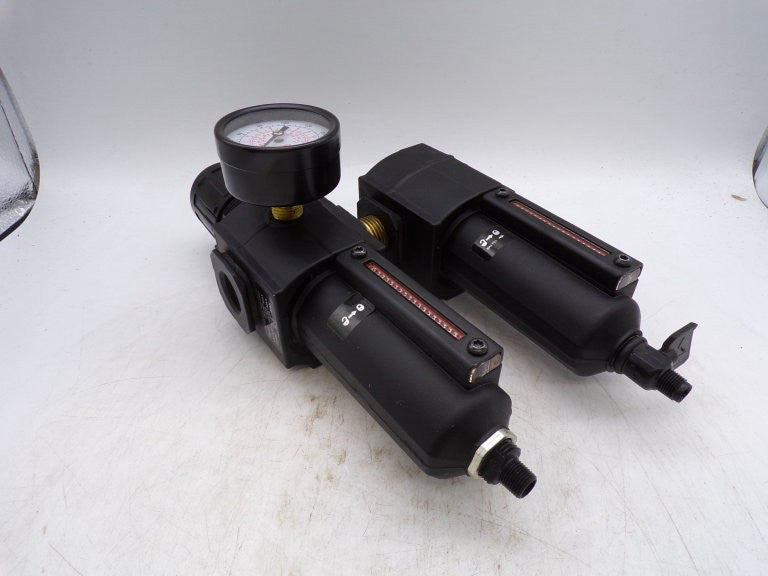 NORGREN B73G-4AK-AD1-RMG WITH L73C-4AP-QDN PNEUMATIC ACCESSORY USED - Used