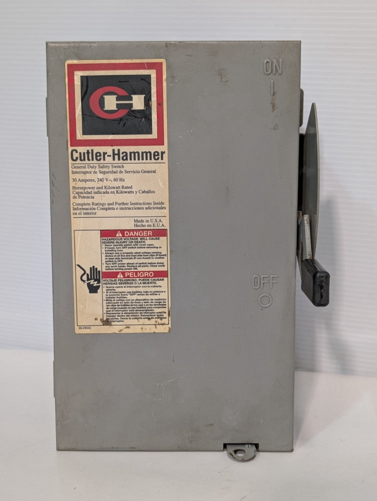 Cutler-Hammer DG221NGB General Duty Safety Switch / Disconnect, 30A, Fusible