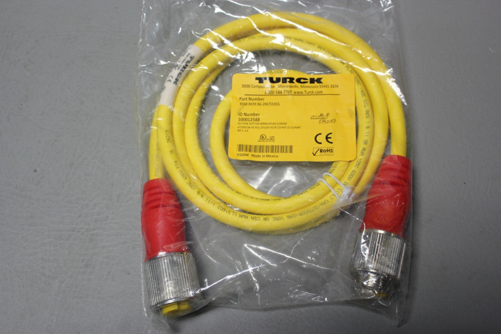 NEW TURCK CABLE ASSEMBLY 100012588 RSM RKM 86-2M/S1055