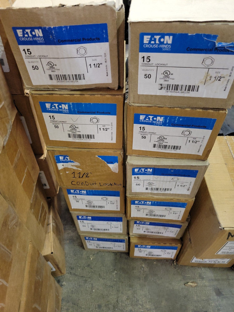 1-Brand New Pack of 50 Eaton Crouse-Hinds  1-1/2" Conduit Locknuts - Fast Ship!