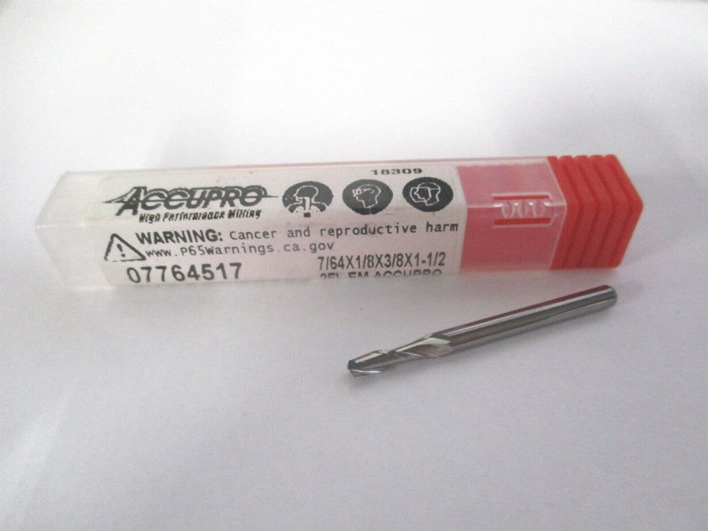 (12181311) 7/64" x 3/8" x 1/8" x 1-1/2" OAL Solid Carbide 2Fl Square End Mill