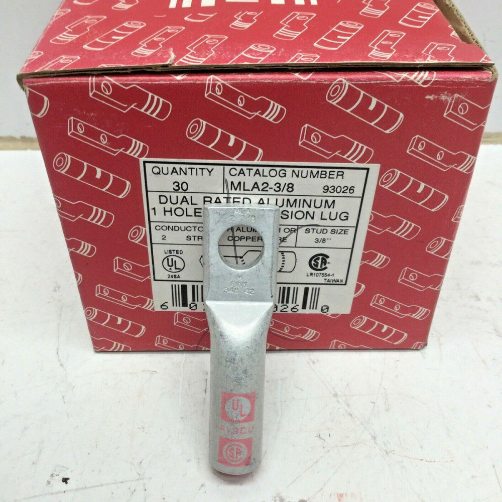 MORRIS MLA2-3/8 Dual Rated 1 Hole Compression Lug, 3/8” AL9CU (LOT of 30) 93026